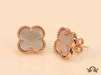 Rose gold and mother of pearl clover studs