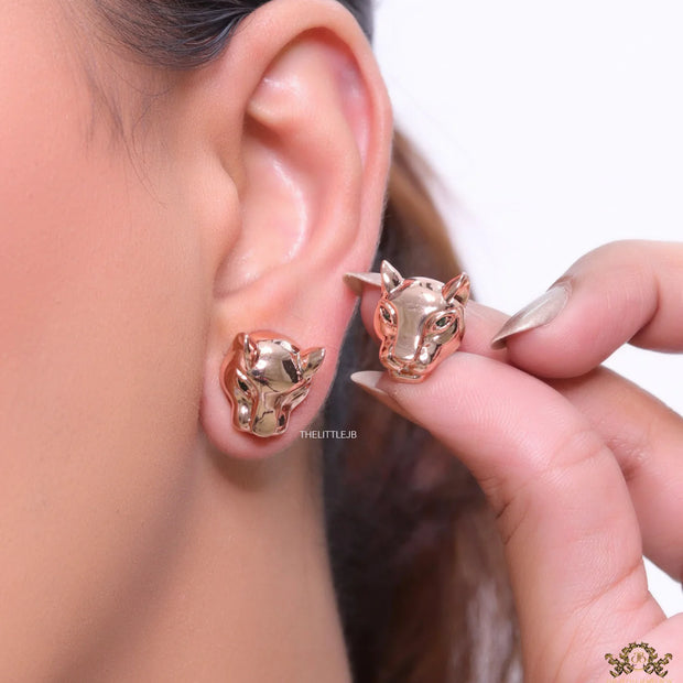 Rose gold panther face studs