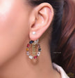 Gold plated pearl bomber earrings with multi cz motif and designer initials