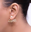 Gold plated alphabet studs in cz and pearl