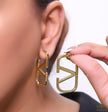 Open V plain Gold rectangular hoop 40 mm