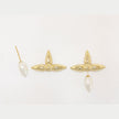 Gold pearl cross studs