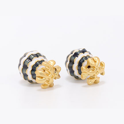 T Motif Black & white bomber studs