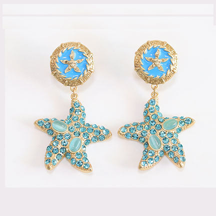 Aqua gold star dangles