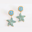 Aqua gold star dangles