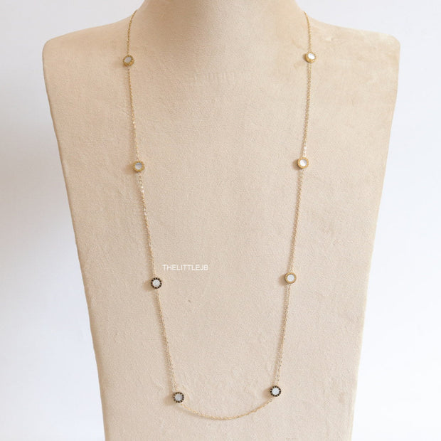 Alphabet BVL Golden chain necklace with MOP roman numeral discs