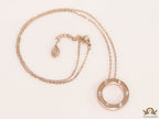 Rose gold plated disc shape pendant necklace with cz