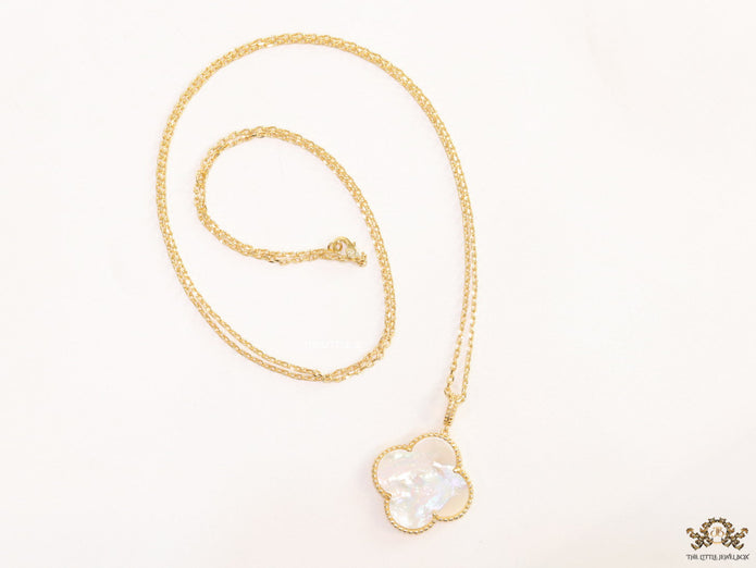 MOP clover pendant in gold plated chain