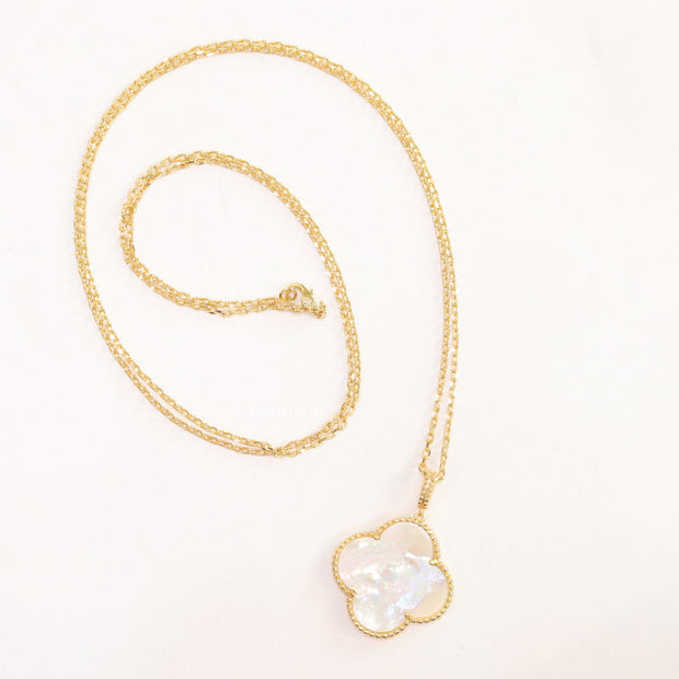 MOP clover pendant in gold plated chain