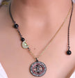 Dual plated chain necklace with cz and pearl motifs