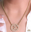 Gold plated chain necklace with cz alphabet pendant