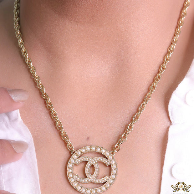 Gold plated chain necklace with cz alphabet pendant