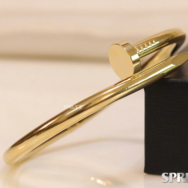 5mm thick Gold plated nail shaped men's bracelet