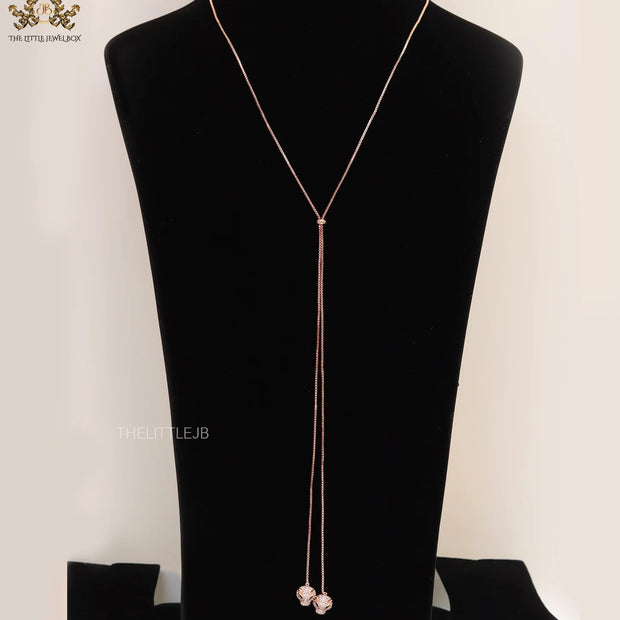 Rose gold plated knot necklace with twin cz panther pendants