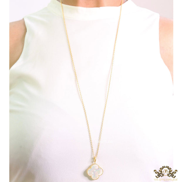 MOP clover pendant in gold plated chain