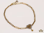 Gold plated link chain necklace with heart shaped alphabet pendant