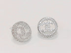 Round double C studs with CZ in platinum
