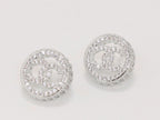 Round double C studs with CZ in platinum