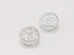 Round double C studs with CZ in platinum