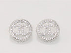 Round double C studs with CZ in platinum