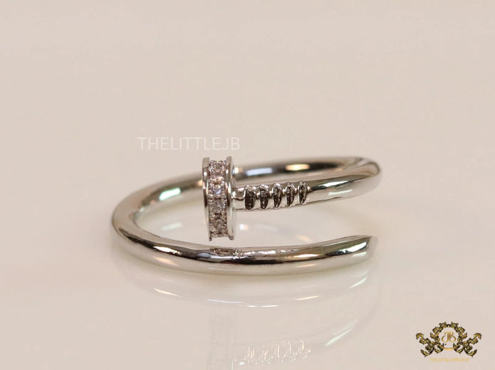 Platinum plated cz nail ring