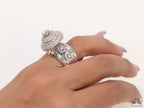 Platinum plated cz cocktail ring with 0.4ct size pointers