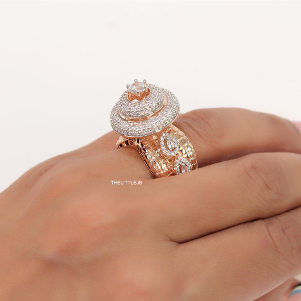 Rose gold plated cz cocktail ring with 0.4ct size pointer
