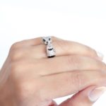 Tiger face platinum & black ring