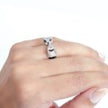 Tiger face platinum & black ring