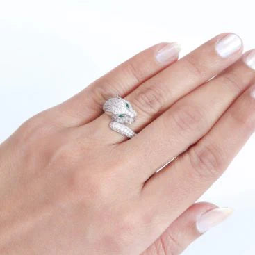 Platinum panther wrap ring