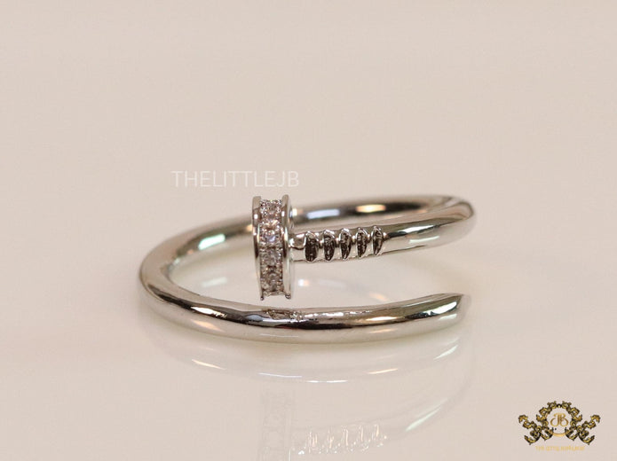 Platinum plated cz nail ring