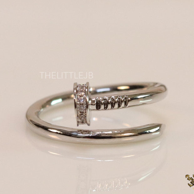 Platinum plated cz nail ring