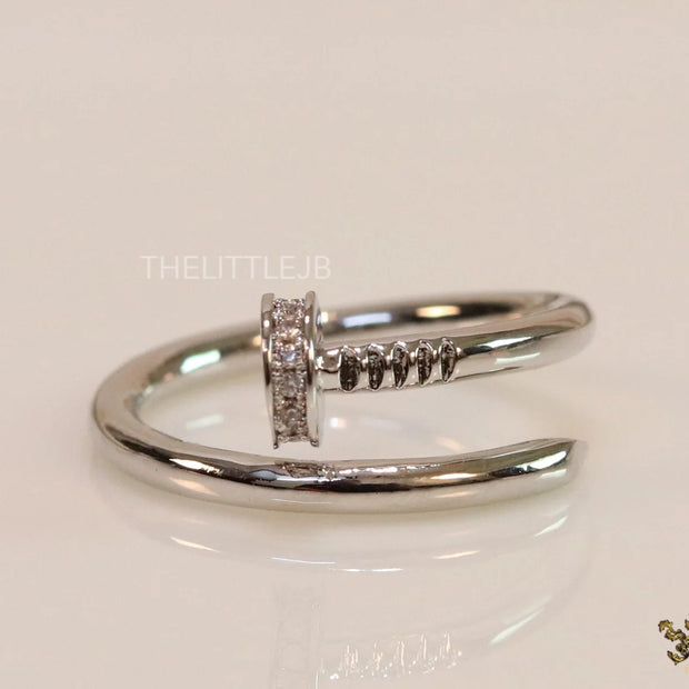 Platinum plated cz nail ring