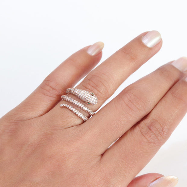 3 layer rose gold snake wrap ring