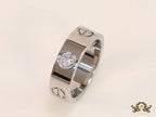 Broad 6mm platinum plated band with screws and stones