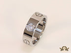 Broad 6mm platinum plated band with screws and stones