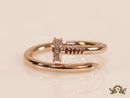 Rose gold plated cz nail ring