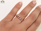 CZ link chain ring in rose gold finish