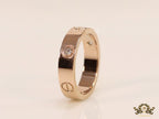 Narrow 4.5mm rose gold band with screws and stones