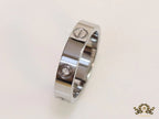 Narrow 4.5mm platinum plated band with screws and stones